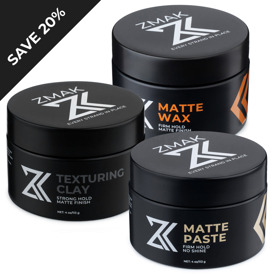 ZMAK Clay + Matte Paste + Matte Wax product photograph