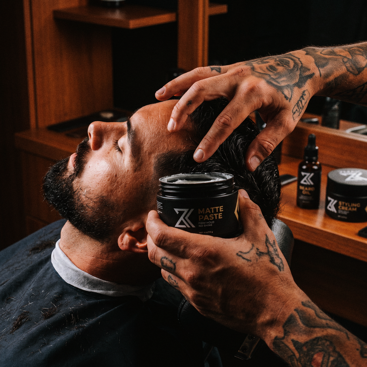 Barber styling a client's hair