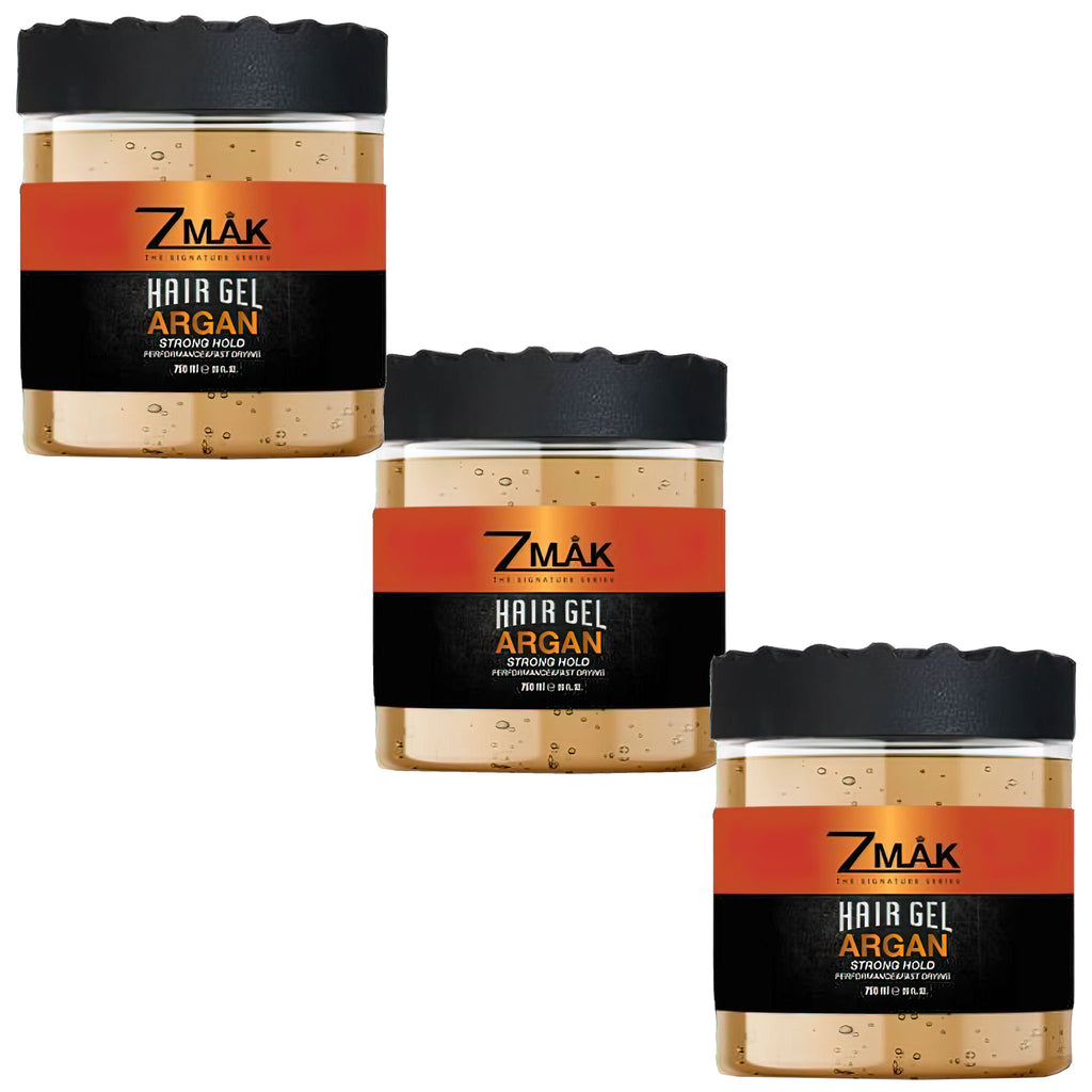 Hair Styling Gel for Men and Women - Natural Hair Gel for Curly Hair and Strong Hold - Easy To Wash Out - All Day Hold For All Hair Styles - 3 Pack of Argan - Add Volume and Texture (750 ML) - ZMAK Hair Gel