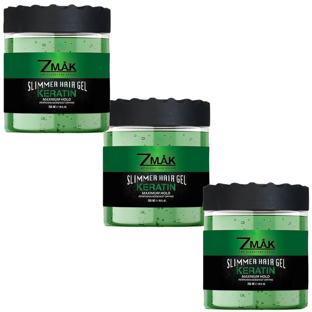 Slimmer Hair Styling Gel for Men and Women - Natural Hair Gel for Curly Hair and Maximum Hold - Easy To Wash Out - All Day Hold For All Hair Styles - 3 Pack of Keratin - Add Volume and Texture (750 ML) - ZMAK Hair Gel